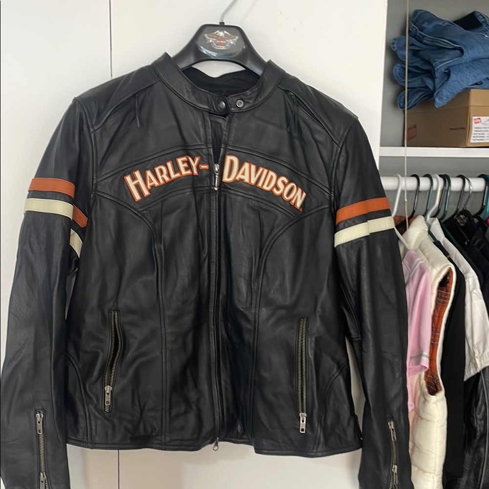 Harley-Davidson Black Jacket with Orange Stripes